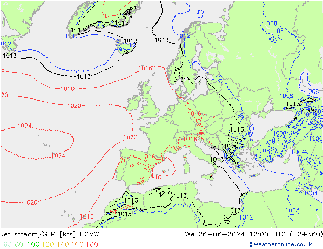 Polarjet/Bodendruck ECMWF Mi 26.06.2024 12 UTC