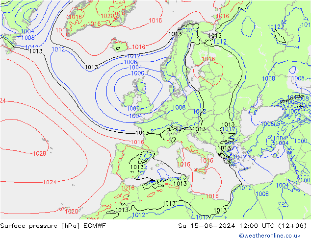 приземное давление ECMWF сб 15.06.2024 12 UTC