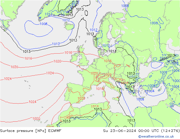 приземное давление ECMWF Вс 23.06.2024 00 UTC