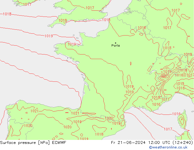 Luchtdruk (Grond) ECMWF vr 21.06.2024 12 UTC