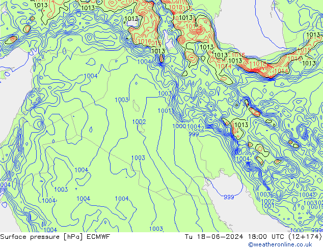 Luchtdruk (Grond) ECMWF di 18.06.2024 18 UTC