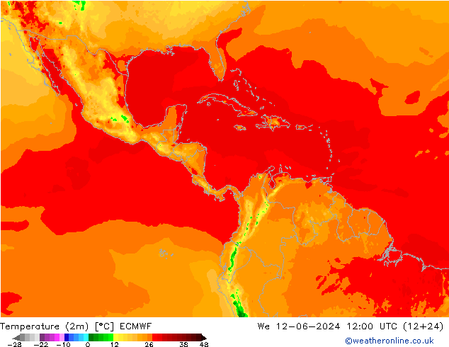 Sıcaklık Haritası (2m) ECMWF Çar 12.06.2024 12 UTC