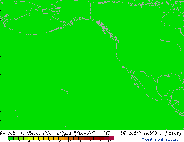 RV 700 hPa Spread ECMWF di 11.06.2024 18 UTC