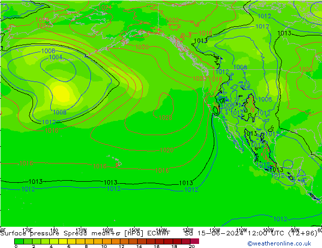 Bodendruck Spread ECMWF Sa 15.06.2024 12 UTC