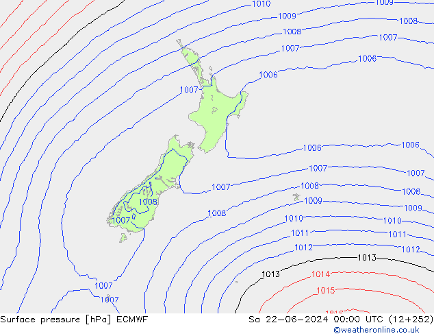 Surface pressure ECMWF Sa 22.06.2024 00 UTC