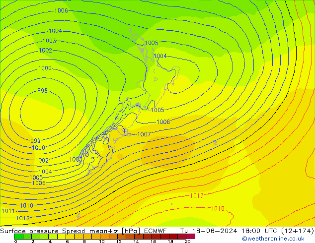 pression de l'air Spread ECMWF mar 18.06.2024 18 UTC