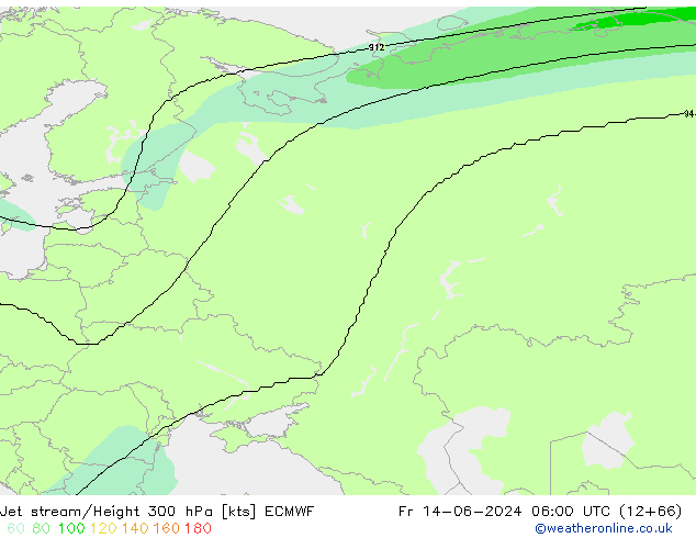 Corriente en chorro ECMWF vie 14.06.2024 06 UTC