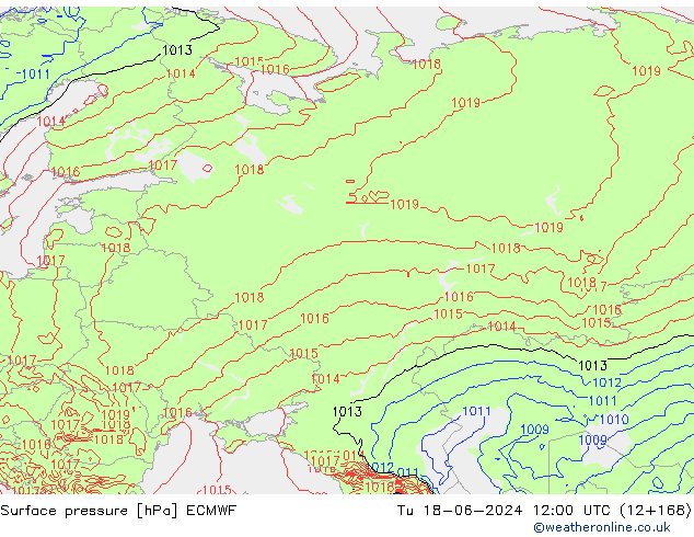 pressão do solo ECMWF Ter 18.06.2024 12 UTC