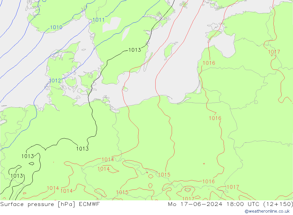 ciśnienie ECMWF pon. 17.06.2024 18 UTC