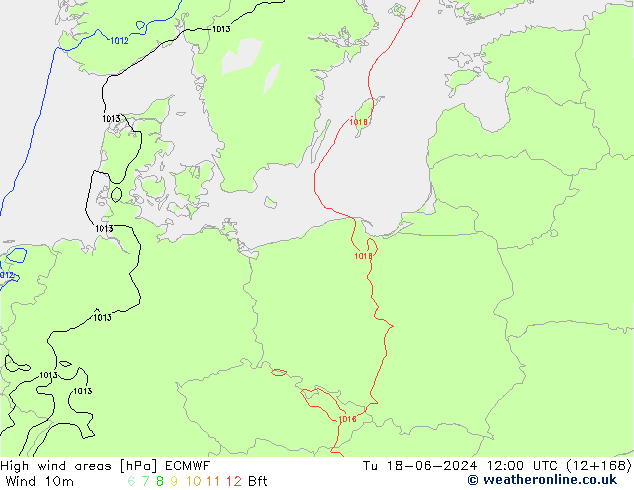 Windvelden ECMWF di 18.06.2024 12 UTC