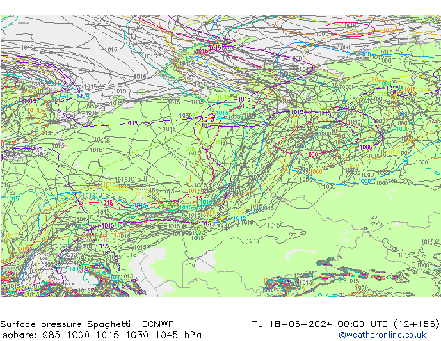 Surface pressure Spaghetti ECMWF Tu 18.06.2024 00 UTC