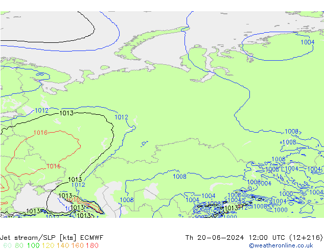 Straalstroom/SLP ECMWF do 20.06.2024 12 UTC