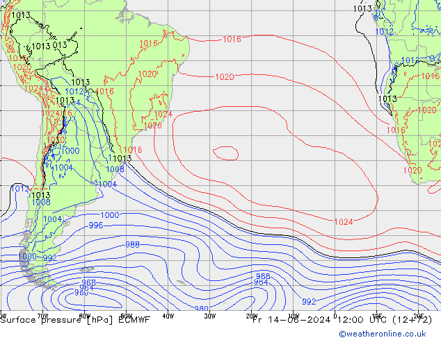 приземное давление ECMWF пт 14.06.2024 12 UTC