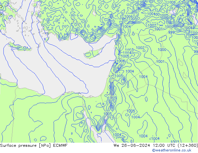 Surface pressure ECMWF We 26.06.2024 12 UTC