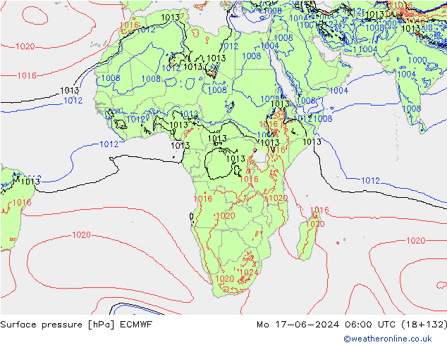 ciśnienie ECMWF pon. 17.06.2024 06 UTC