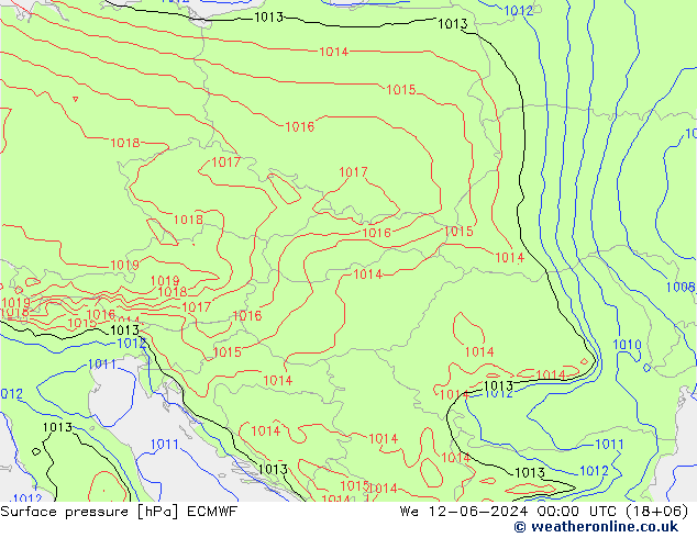 Pressione al suolo ECMWF mer 12.06.2024 00 UTC