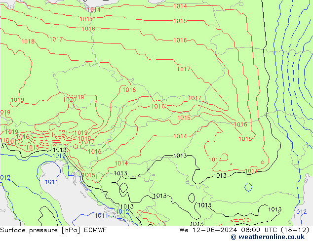 Luchtdruk (Grond) ECMWF wo 12.06.2024 06 UTC