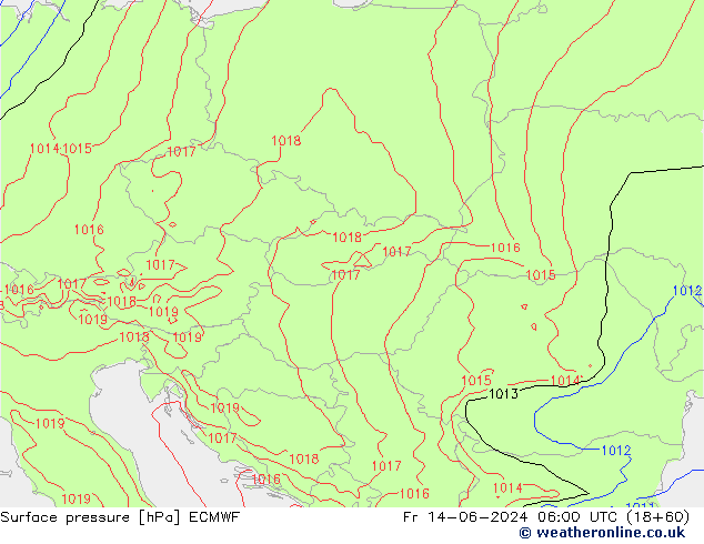 Surface pressure ECMWF Fr 14.06.2024 06 UTC