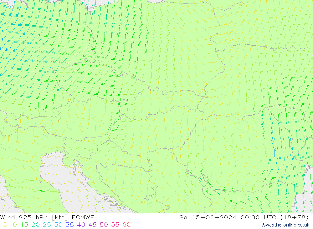 Wind 925 hPa ECMWF za 15.06.2024 00 UTC