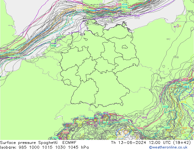 Yer basıncı Spaghetti ECMWF Per 13.06.2024 12 UTC