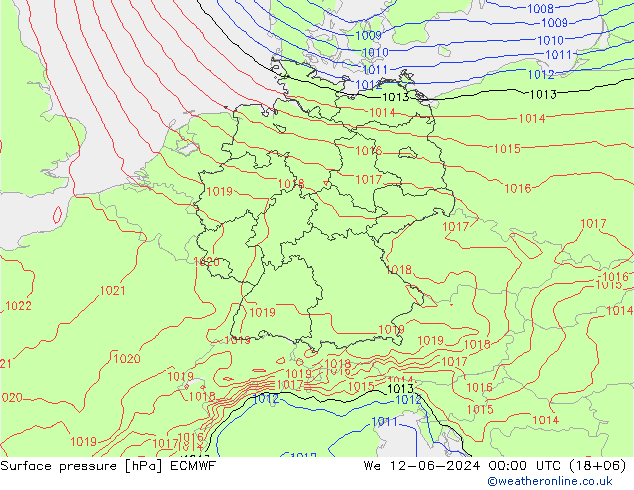 Bodendruck ECMWF Mi 12.06.2024 00 UTC