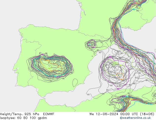 Height/Temp. 925 hPa ECMWF St 12.06.2024 00 UTC