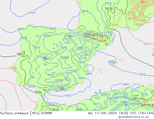 pression de l'air ECMWF lun 17.06.2024 18 UTC