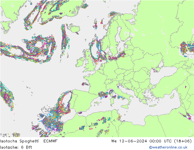 Izotacha Spaghetti ECMWF śro. 12.06.2024 00 UTC