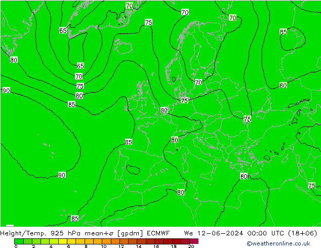 Height/Temp. 925 hPa ECMWF We 12.06.2024 00 UTC