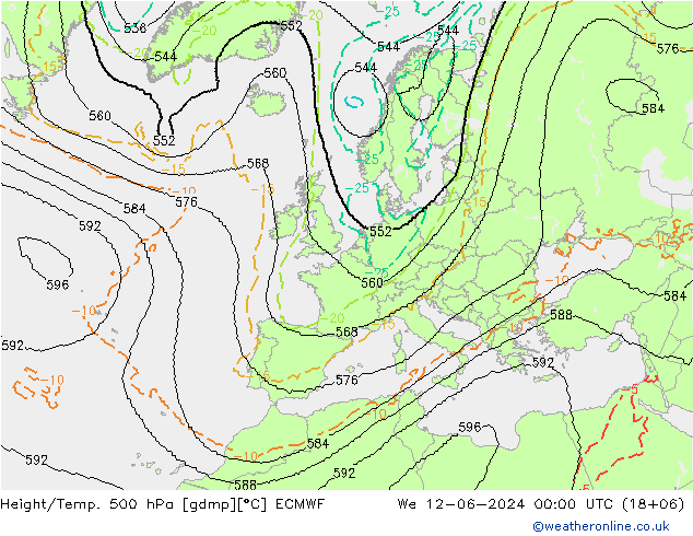 Geop./Temp. 500 hPa ECMWF mié 12.06.2024 00 UTC