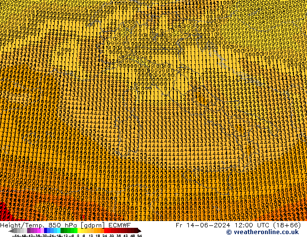 Height/Temp. 850 hPa ECMWF  14.06.2024 12 UTC