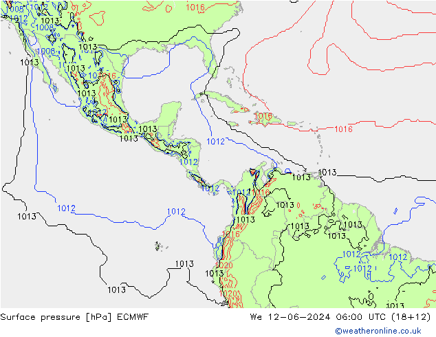 Surface pressure ECMWF We 12.06.2024 06 UTC