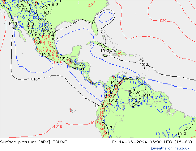 приземное давление ECMWF пт 14.06.2024 06 UTC