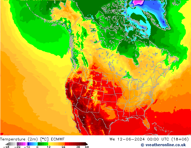 Temperatura (2m) ECMWF Qua 12.06.2024 00 UTC