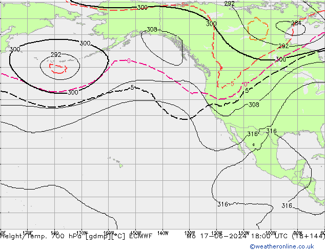 Height/Temp. 700 hPa ECMWF Mo 17.06.2024 18 UTC