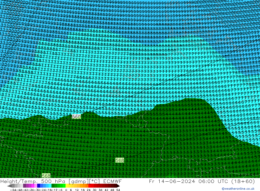 Géop./Temp. 500 hPa ECMWF ven 14.06.2024 06 UTC