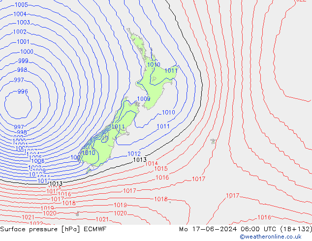 pressão do solo ECMWF Seg 17.06.2024 06 UTC