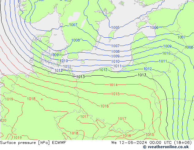 pressão do solo ECMWF Qua 12.06.2024 00 UTC