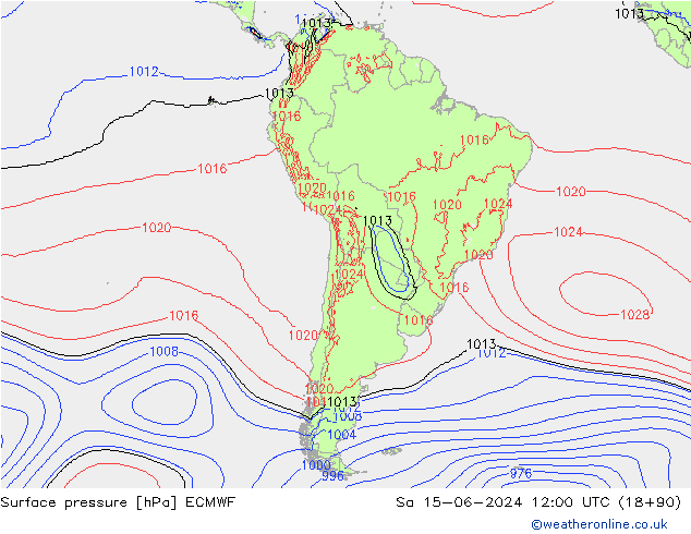 Luchtdruk (Grond) ECMWF za 15.06.2024 12 UTC