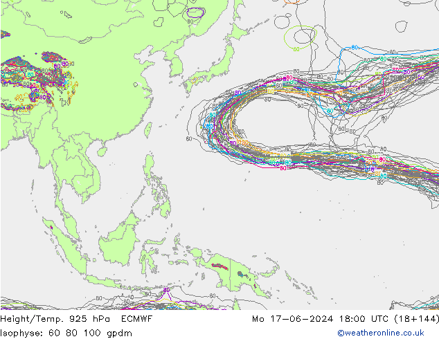 Yükseklik/Sıc. 925 hPa ECMWF Pzt 17.06.2024 18 UTC