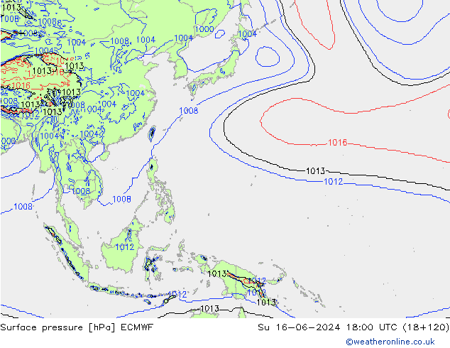 Surface pressure ECMWF Su 16.06.2024 18 UTC