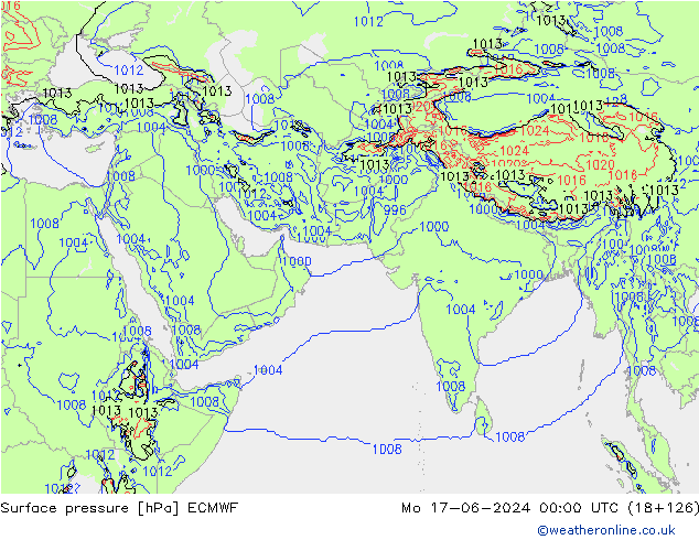 Surface pressure ECMWF Mo 17.06.2024 00 UTC