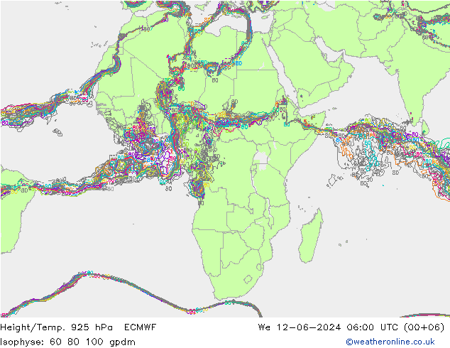 Hoogte/Temp. 925 hPa ECMWF wo 12.06.2024 06 UTC