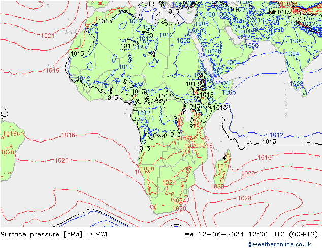 Yer basıncı ECMWF Çar 12.06.2024 12 UTC