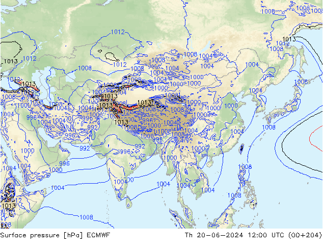 Luchtdruk (Grond) ECMWF do 20.06.2024 12 UTC