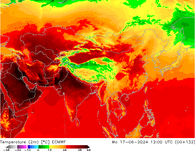 Temperature (2m) ECMWF Mo 17.06.2024 12 UTC