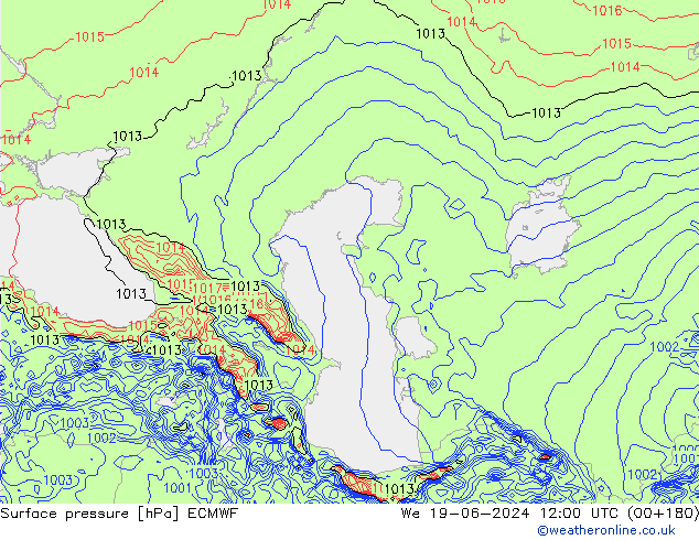 Atmosférický tlak ECMWF St 19.06.2024 12 UTC