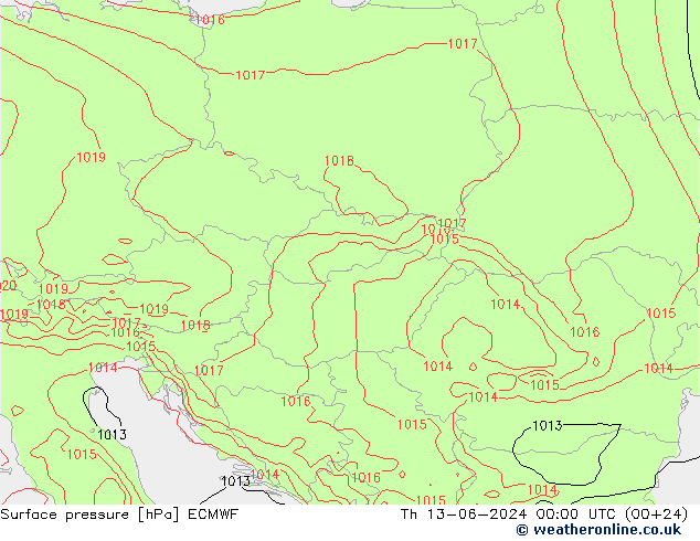 приземное давление ECMWF чт 13.06.2024 00 UTC