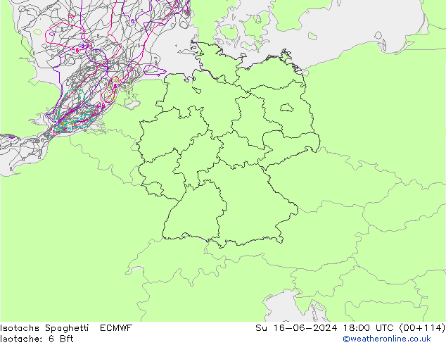 Isotachen Spaghetti ECMWF So 16.06.2024 18 UTC