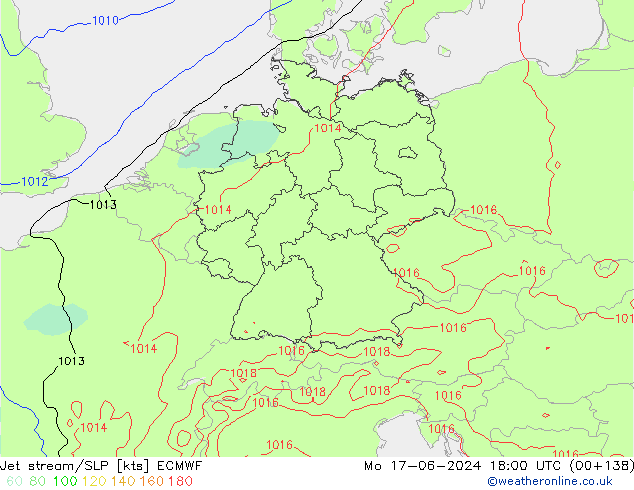 Polarjet/Bodendruck ECMWF Mo 17.06.2024 18 UTC